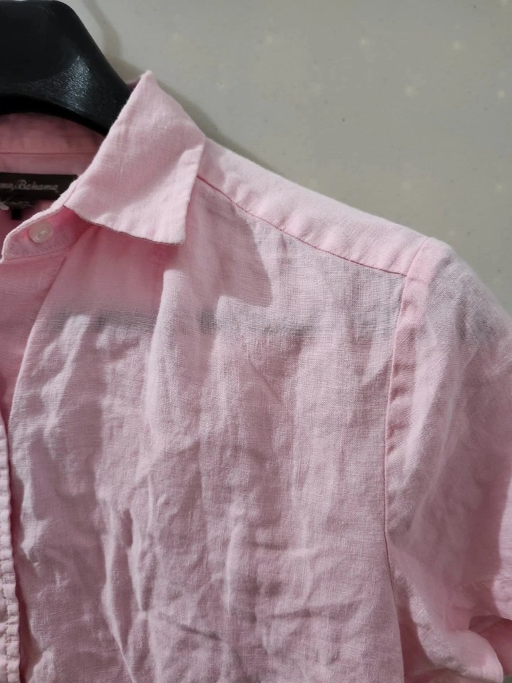 Tommy Bahama Light Pink Linen Short Sleeve Button-Down Shirt - Picture 4 of 7